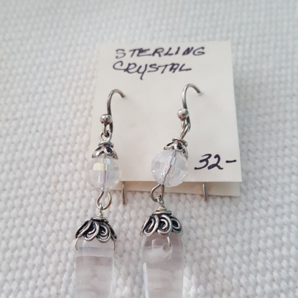Sterling and crystal dangle earrings